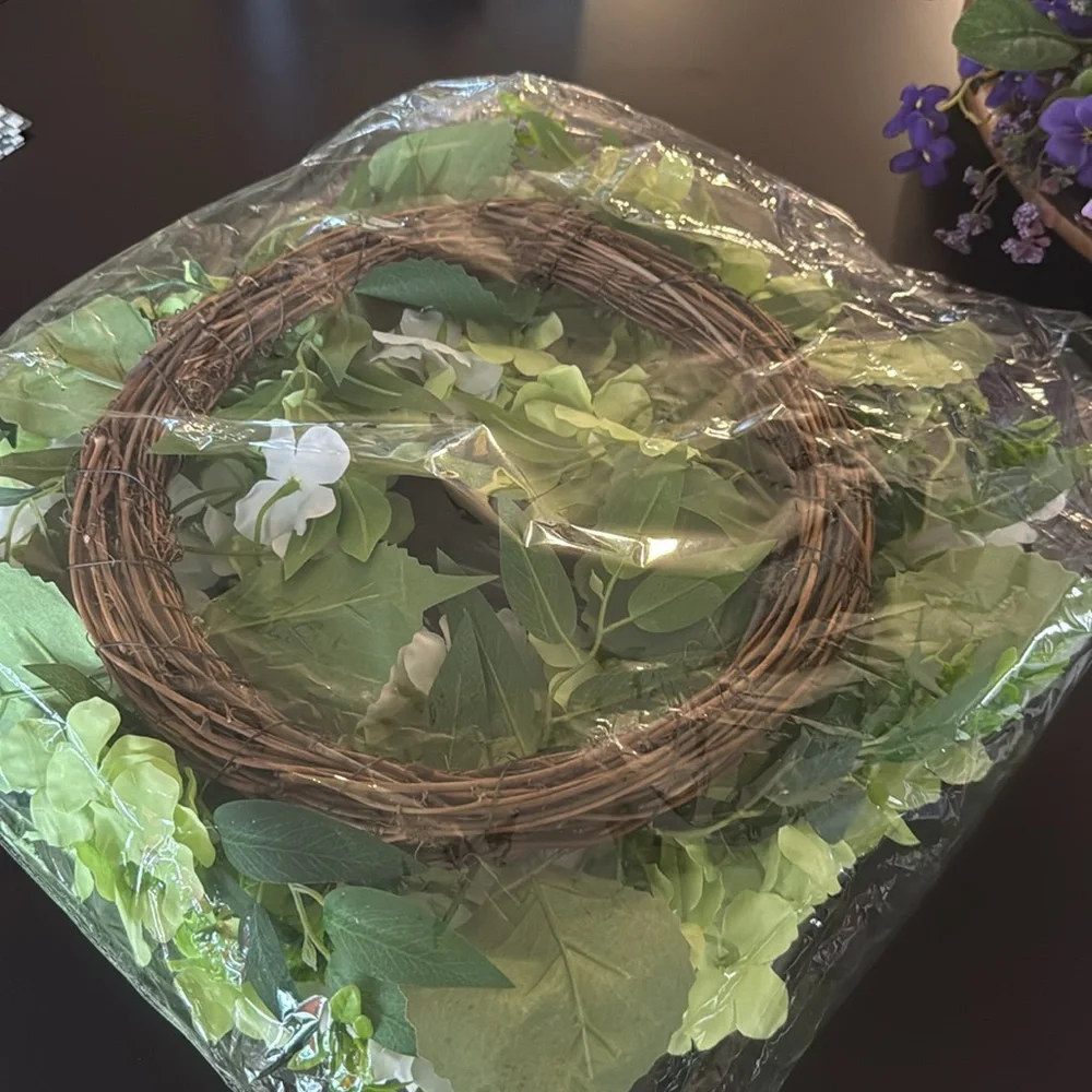 Elegant Green and White Holiday Wreath with Butterflies